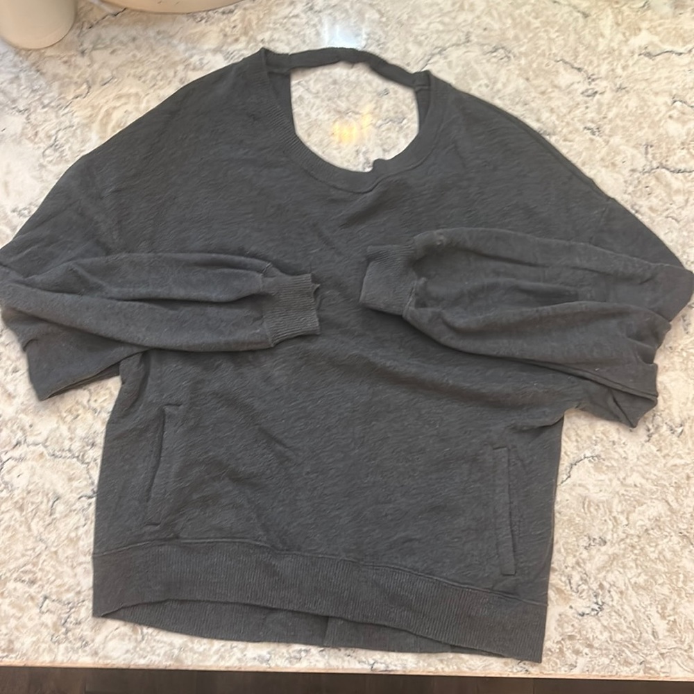 Hollister Grey Sweatshirt with cross open back. Size small